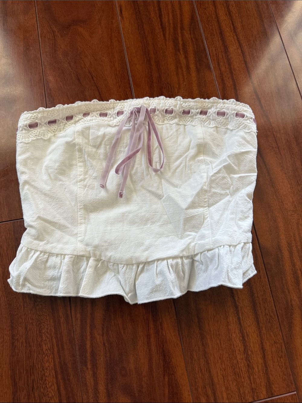 White ruffle crop top
